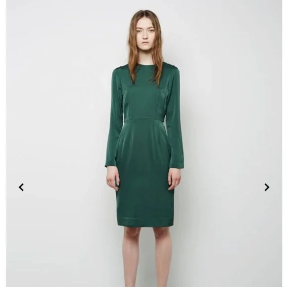 Acne Studios Black silk Pencil midi dress with long sleeves - Picture 2 of 7